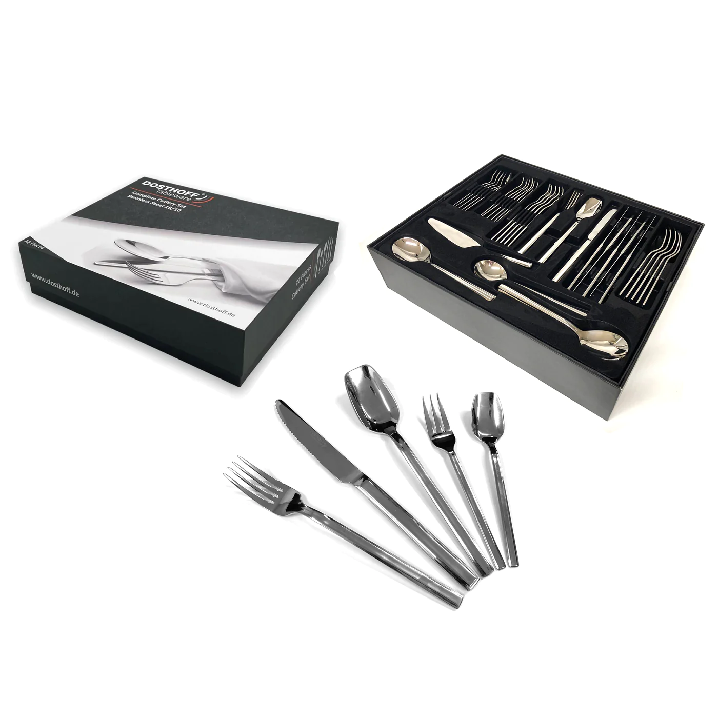 Dosthoff 72 pieces "Cube" Cutlery Set SS 18-10 - lunazchef.shop