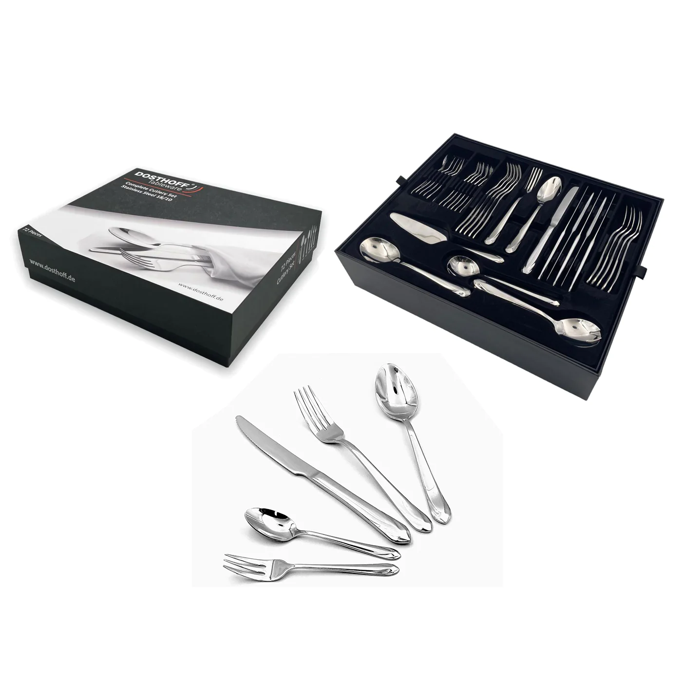 Dosthoff 72 pieces "Emerald" Cutlery Set SS 18-10 - lunazchef.shop