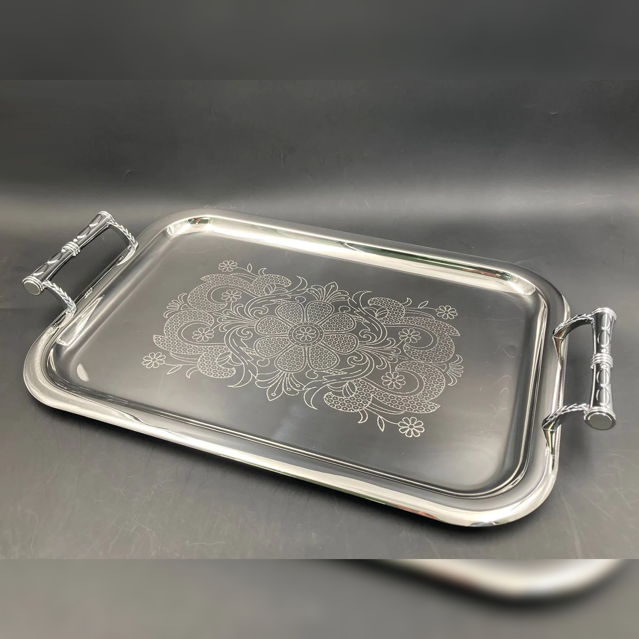 Dosthoff Elegance Engraved Serving Tray Prem SS 18/10 49cm - lunazchef.shop