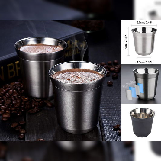 Double Wall Insulated Stainless Steel Espresso Cup 80 ML - lunazchef.shop