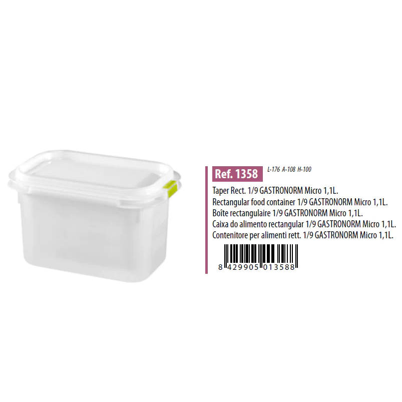 Gastronorm Plastic Storage Container - 1.1 lt - lunazchef.shop