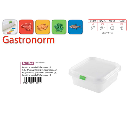 Gastronorm Plastic Storage Container - 1.2 lt - lunazchef.shop