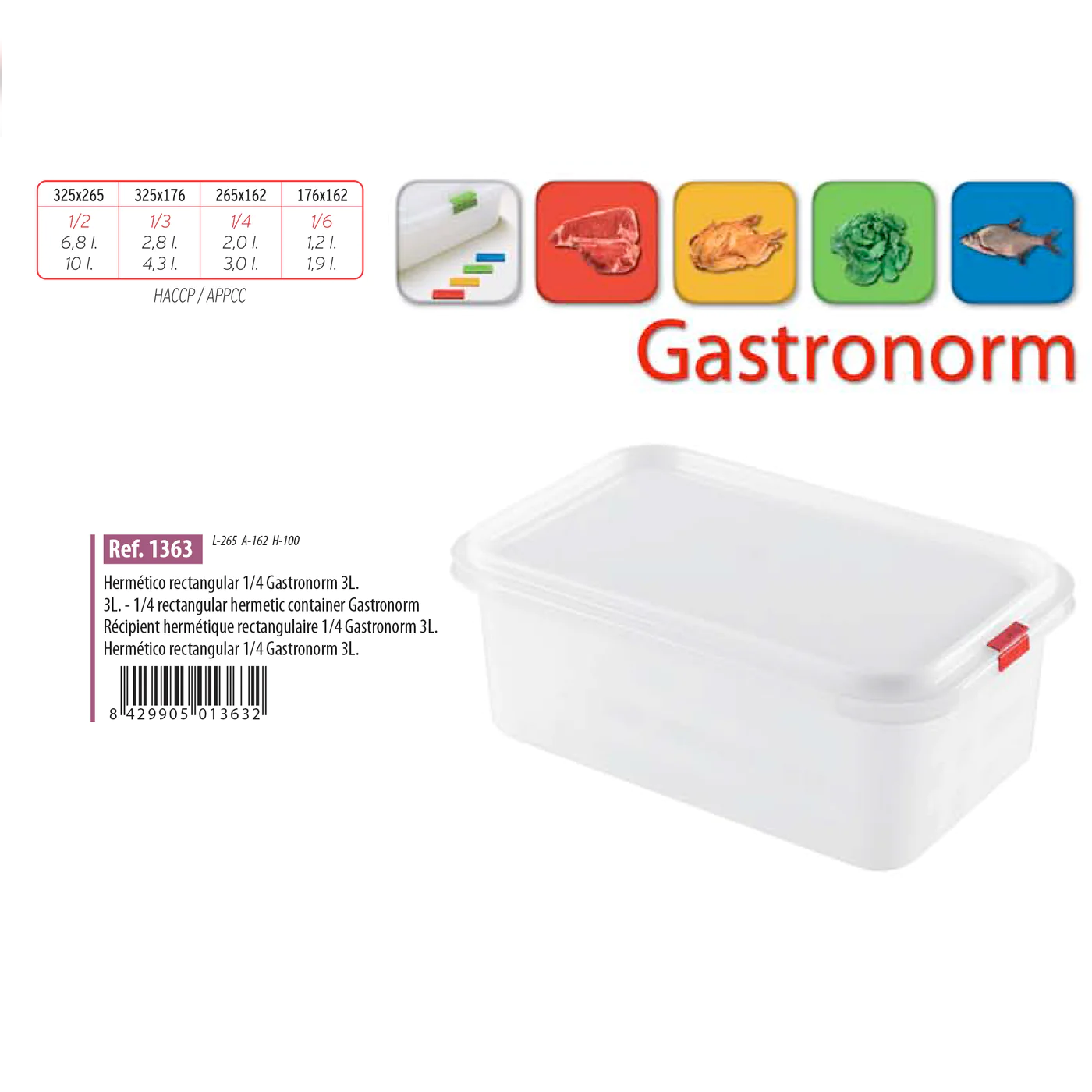 Gastronorm Plastic Storage Container - 3 lt - lunazchef.shop