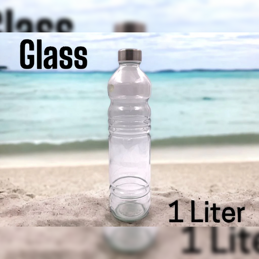 Glass Bottle 1L with Liquid Tight Stainless Steel Cover - lunazchef.shop