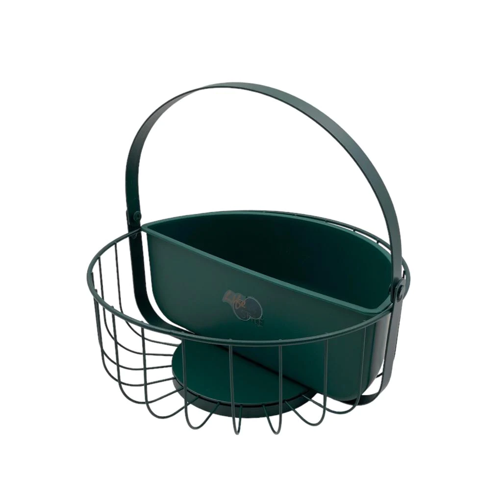 Green Metal Fruit Basket w Handle & Plastic Compartment - lunazchef.shop