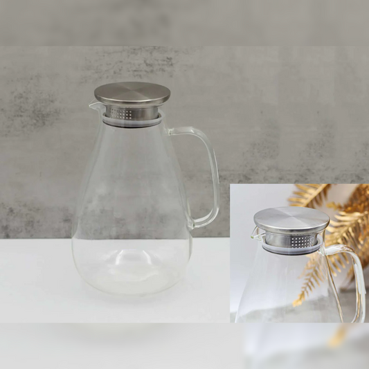 High Quality 2.6 L Glass Pitcher with SS 18/10 Cover - lunazchef.shop