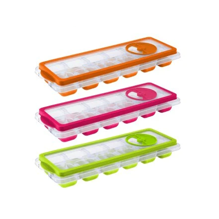 Ice Cubes Tray with Silicone Push Bottom and Cover - lunazchef.shop