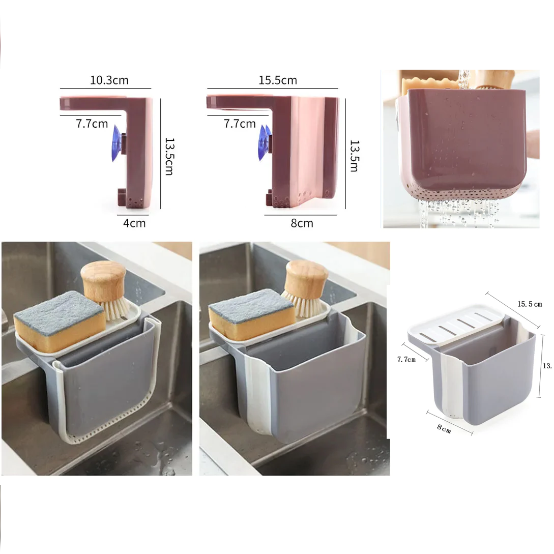 Kitchen Sink Foldable Draining Basket with Soap Holder - lunazchef.shop