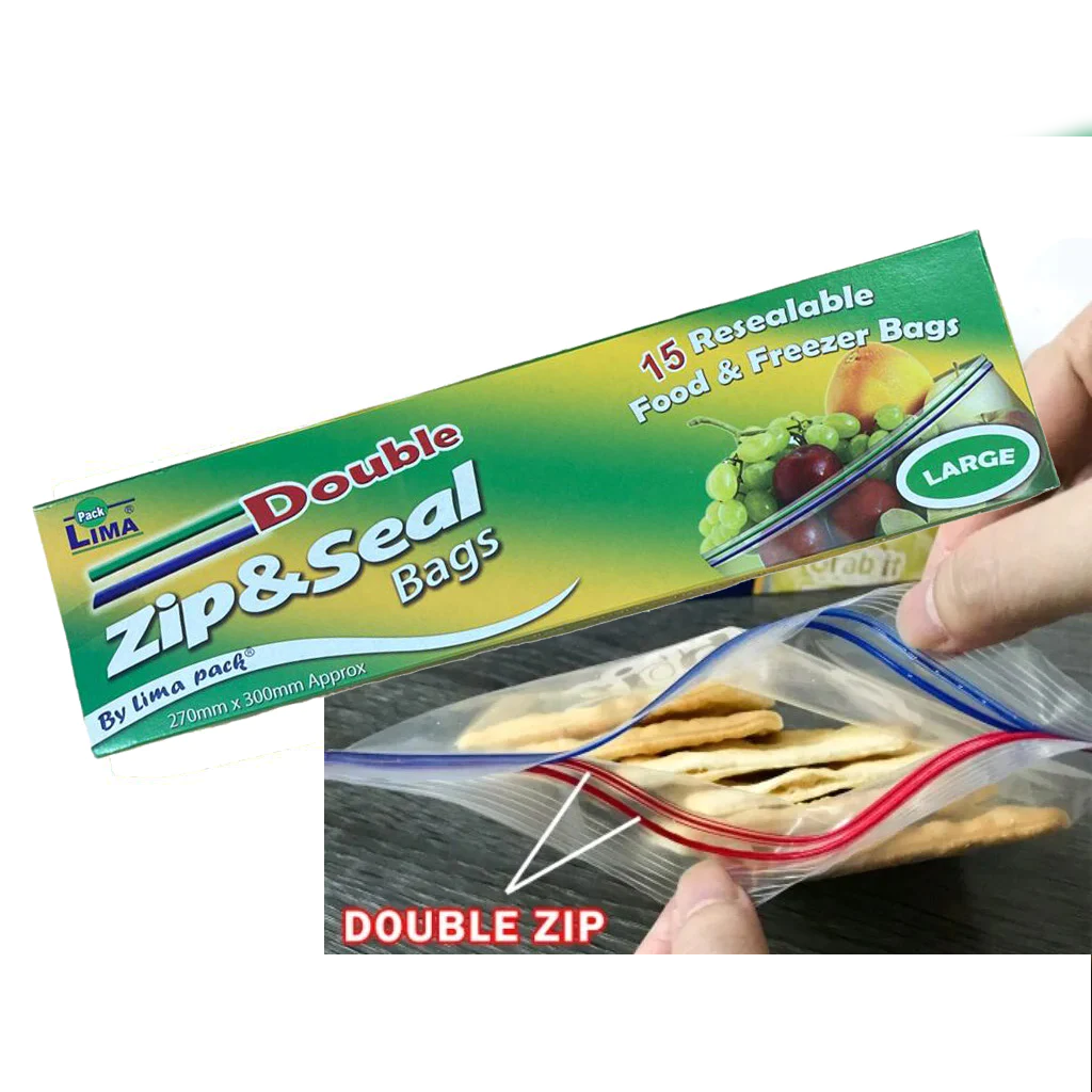 Large Double Zip & Seal Bags X15 - lunazchef.shop