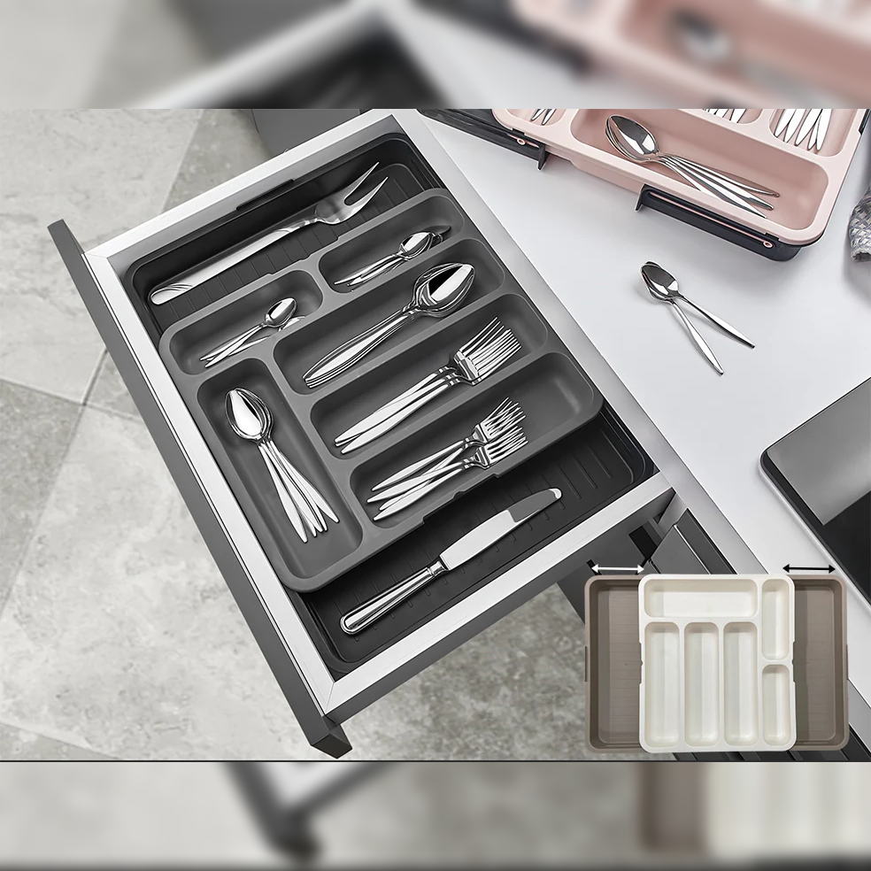 Large Extendable  Rail Cutlery Organizer - lunazchef.shop