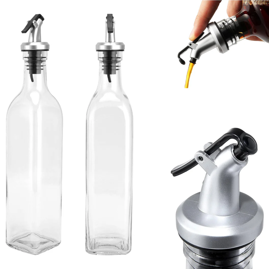 Large Glass Oil Bottle 500 ml with Easy Pourer - lunazchef.shop