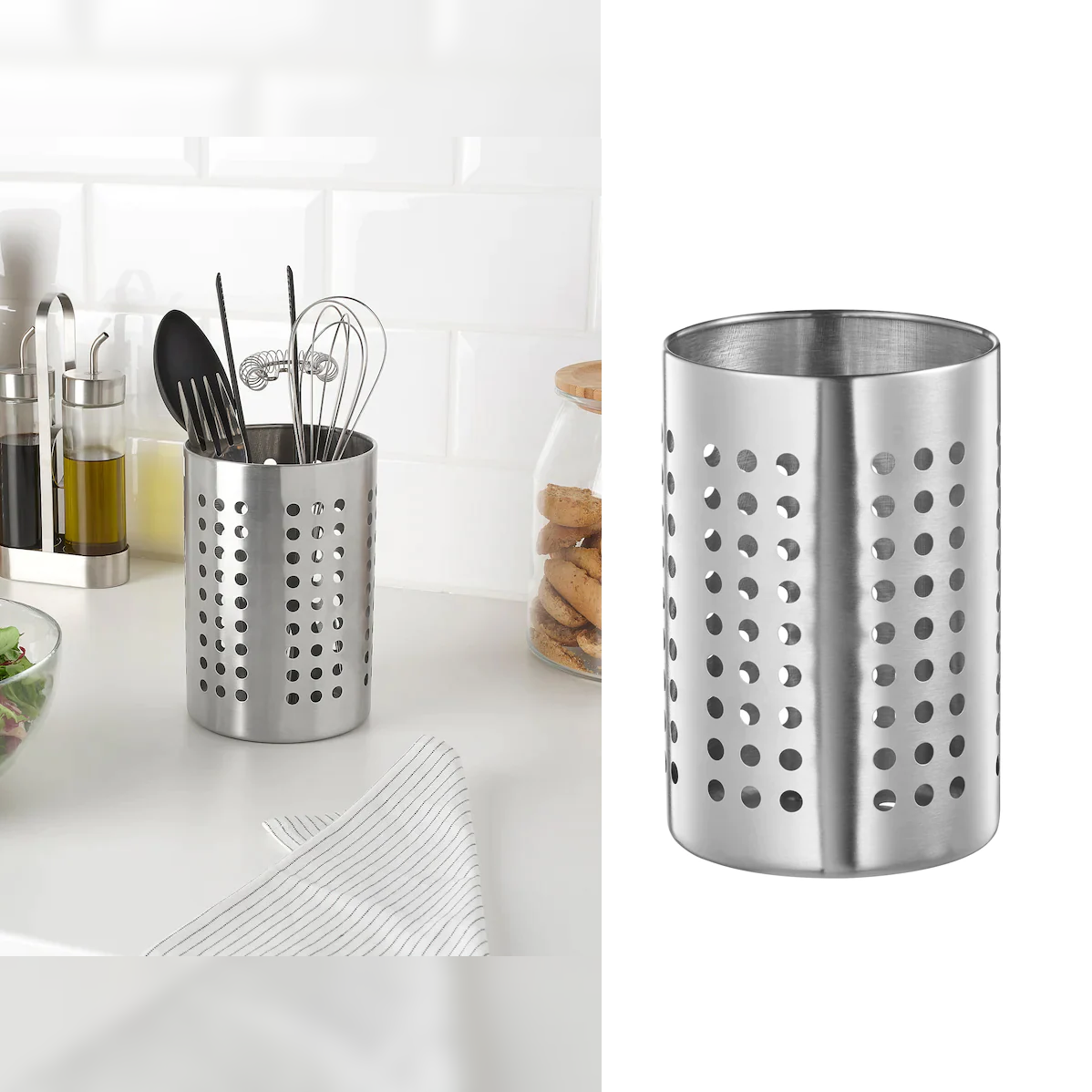 Large Stainless Steel Utensils Holder H:20 cm - lunazchef.shop