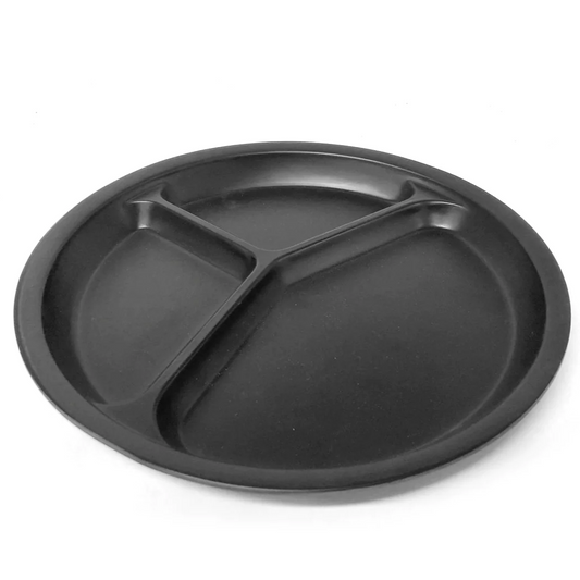 Mat Black Divided melamine Plate 3 Parts - lunazchef.shop