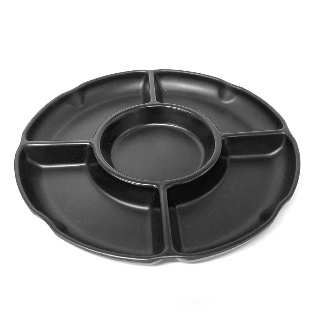 Mat Black Divided melamine Plate 5 Parts - Lunaz shop