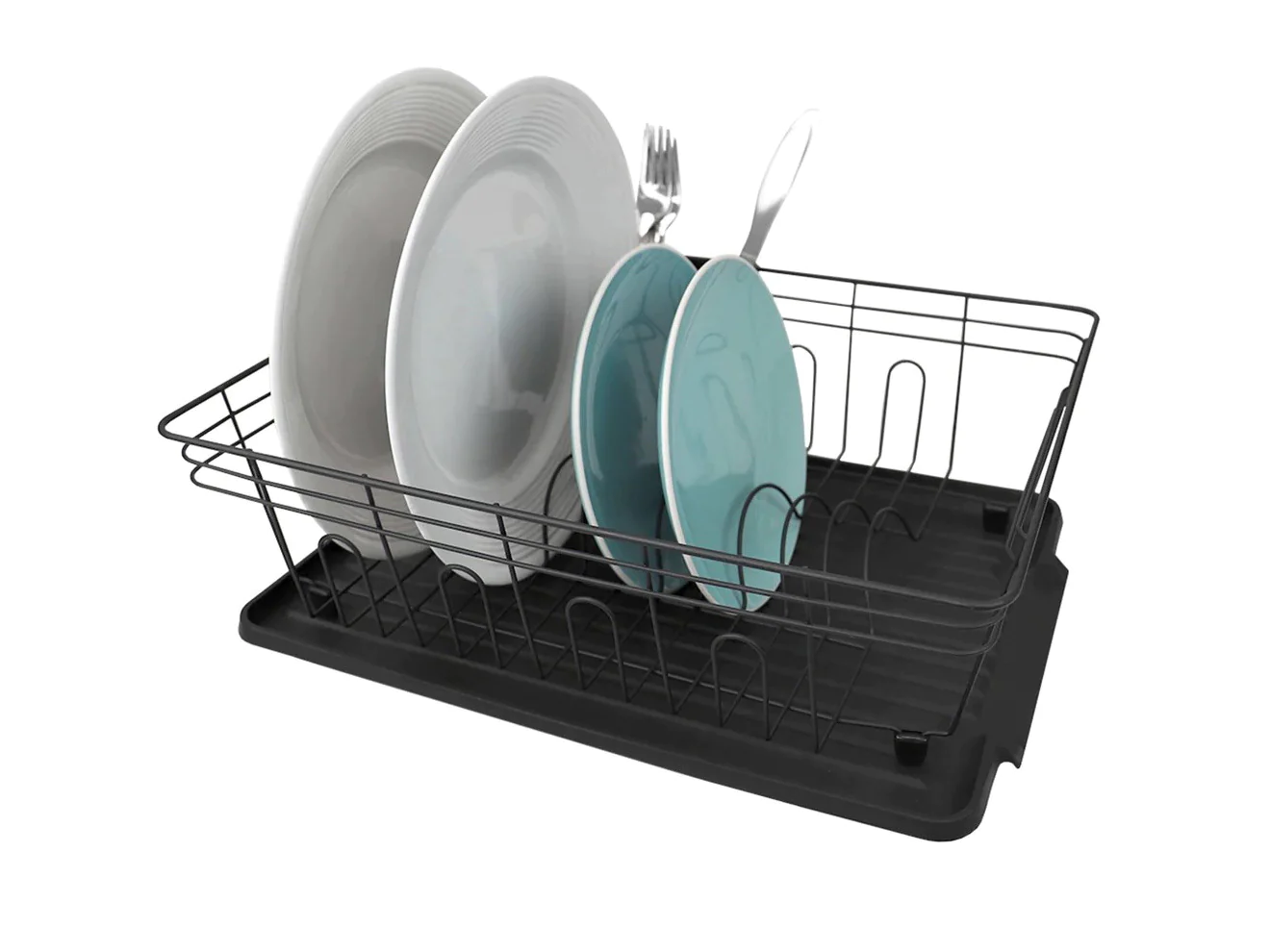 Matt Black Metallic Dish Drainer with Plastic Tray - lunazchef.shop