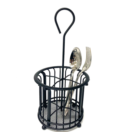 Matt Black Round Iron Cutlery Holder - lunazchef.shop