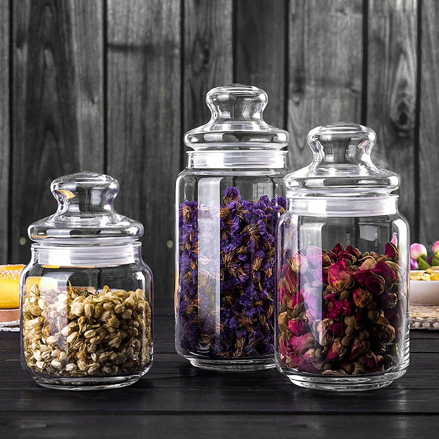 Medium Glass Jar Clear Design 1 L - lunazchef.shop