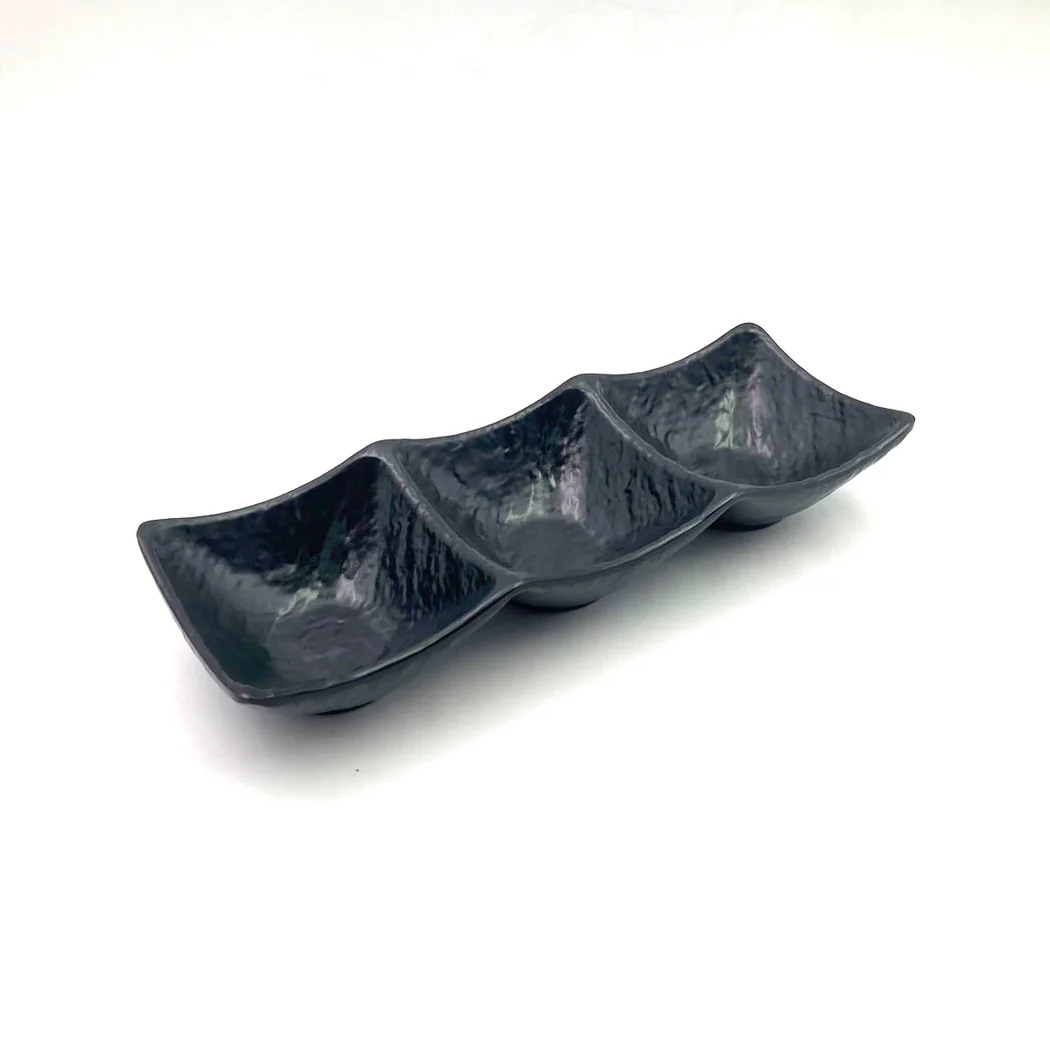 Melamine Sauce Serving Dish 3 Compartments - lunazchef.shop