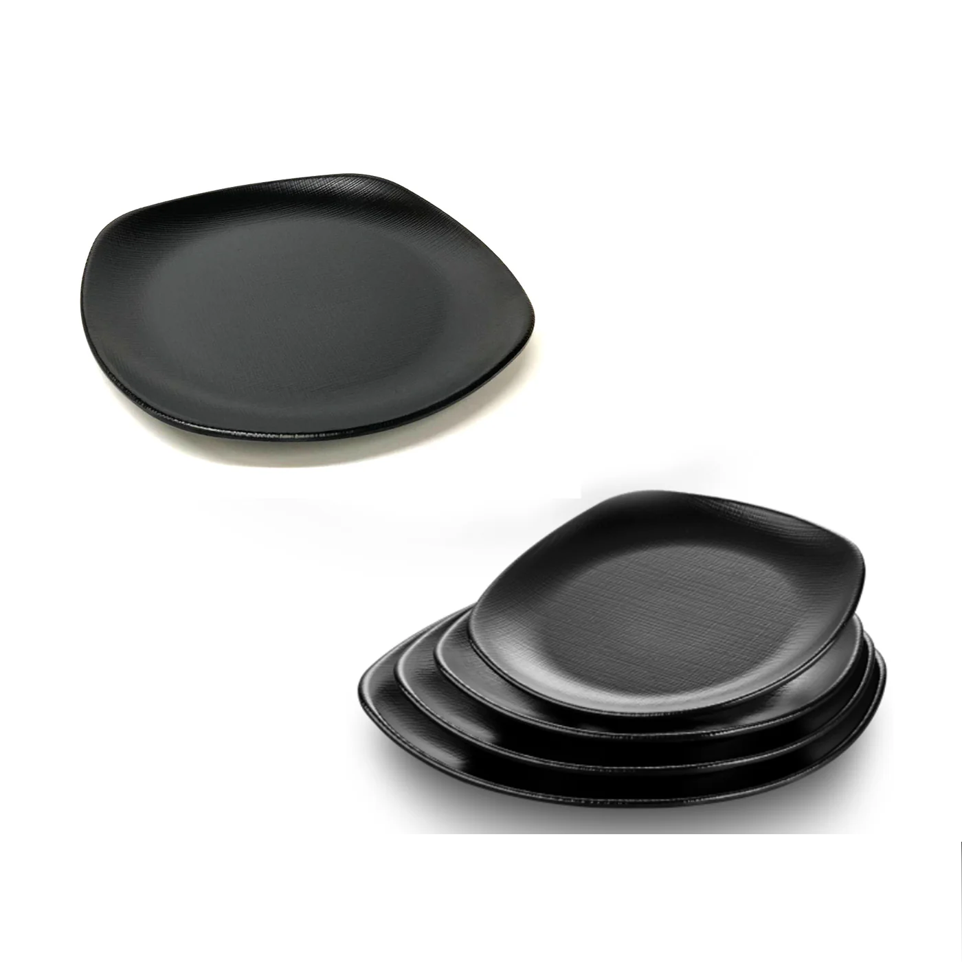 Black Melamine Square Dinner Plate 27 cm