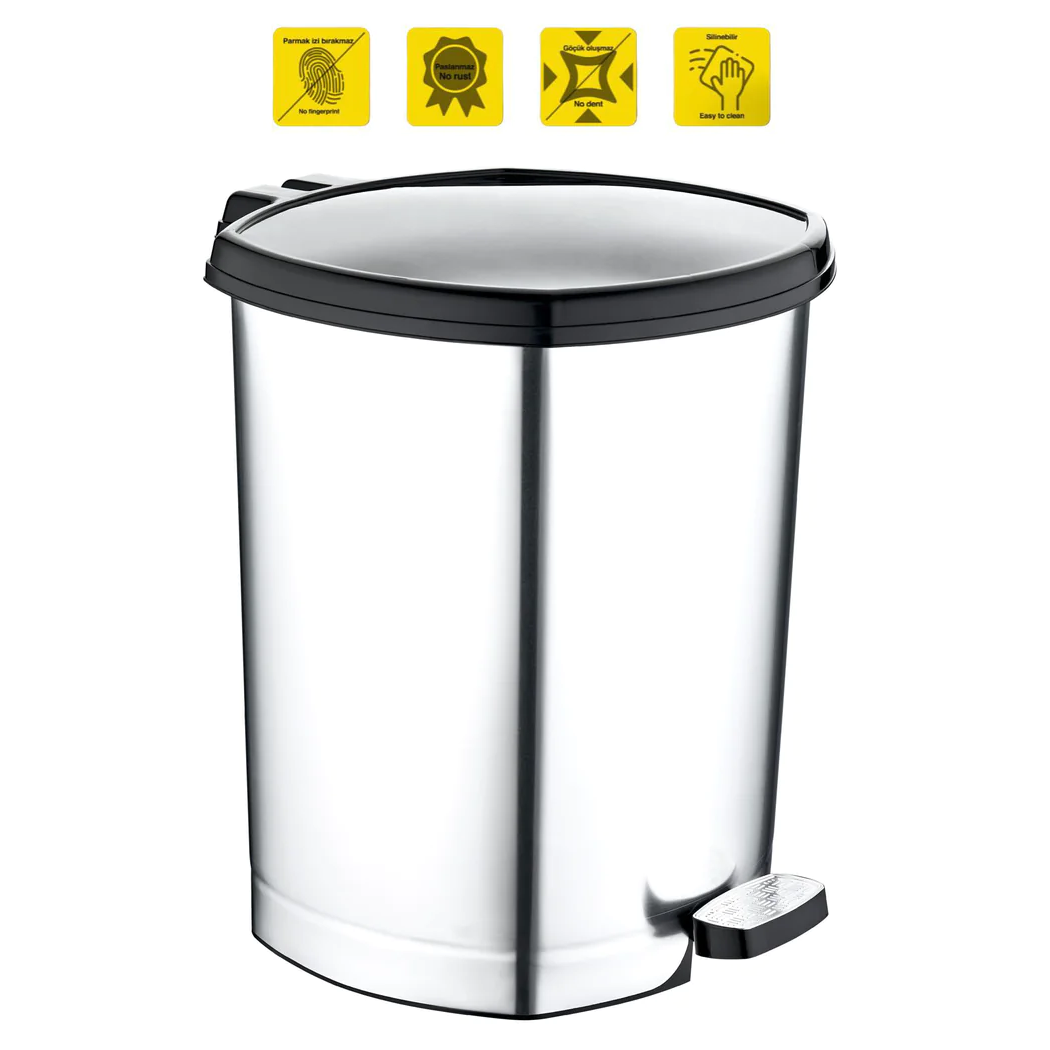 Metallic Color Plastic Pedal Dustbin - lunazchef.shop