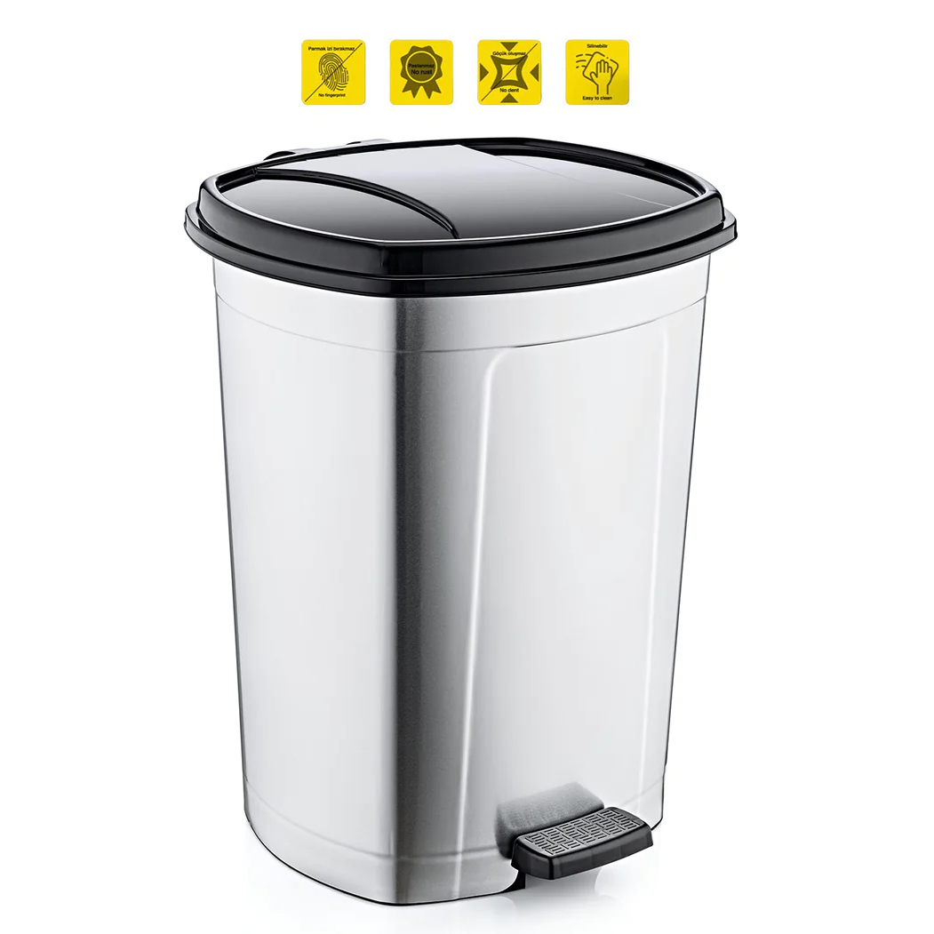 Metallic Color Plastic Pedal Dustbin 50 L - lunazchef.shop