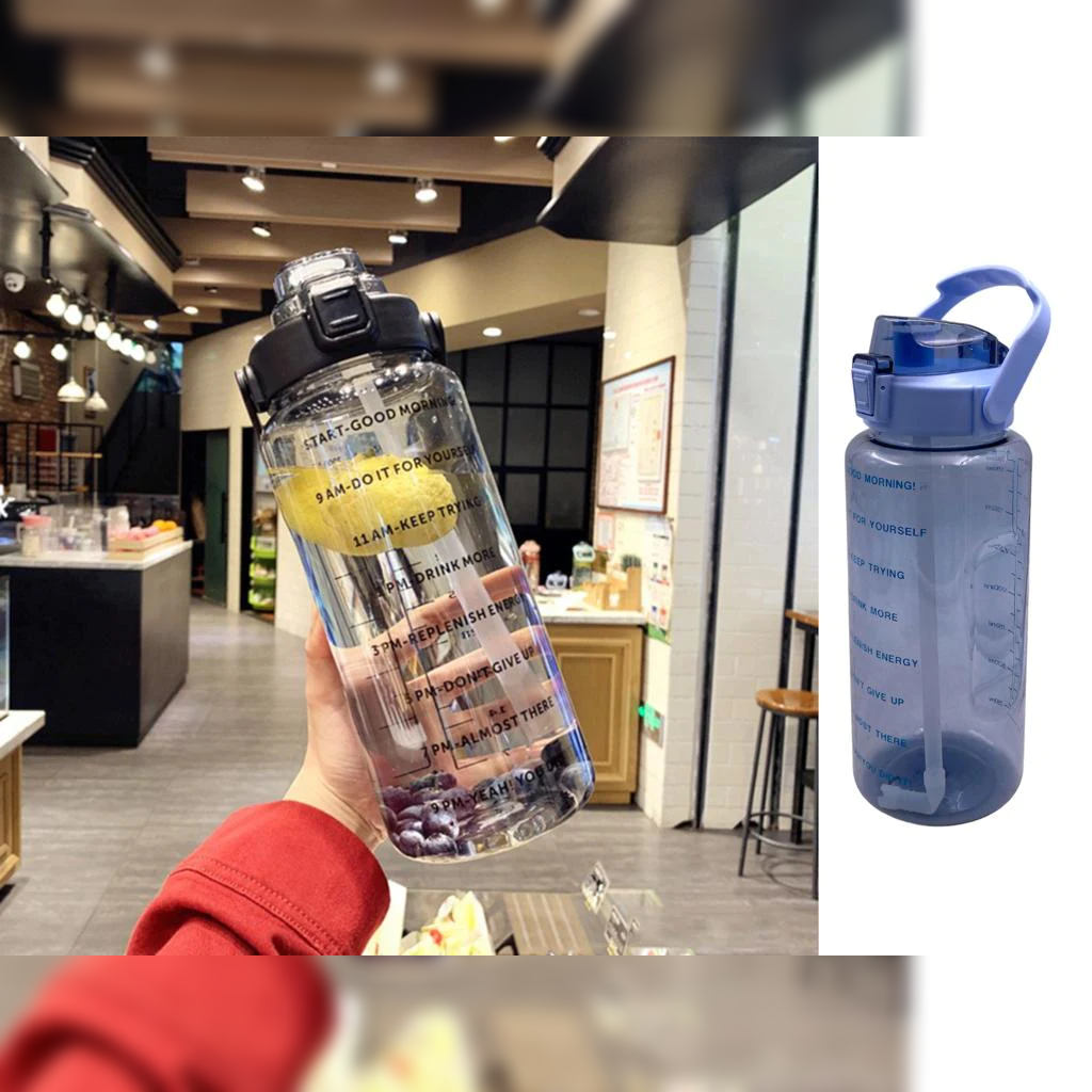 Motivational Water Bottle 2L Transparent Design -  lunazchef.shop