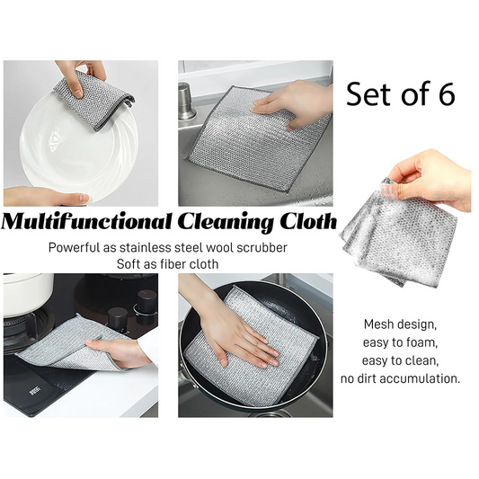 Multifunctional Cleaning Cloth and Scrubber 20 cm X6 - lunazchef.shop