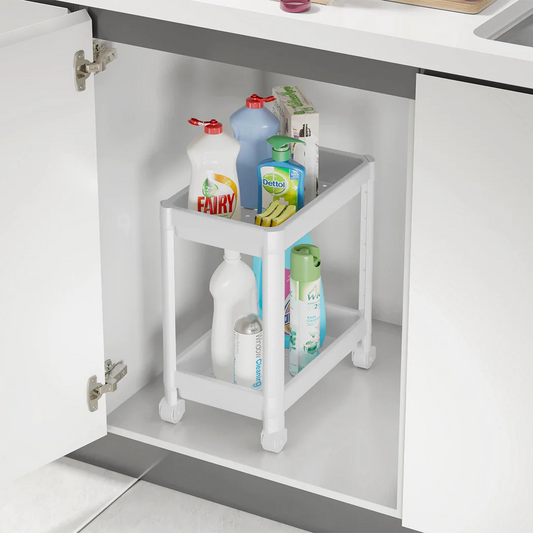 Multipurpose 2 tiers shelving unit with wheels - lunazchef.shop