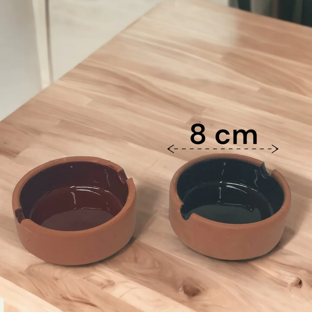 Natural Terracotta Ashtray 8 cm with Colored Glazing - lunazchef.shop