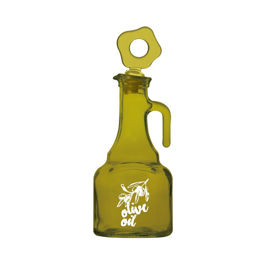 Olive Green Decorated Oil Bottle 275ml w handle & cover - lunazchef.shop