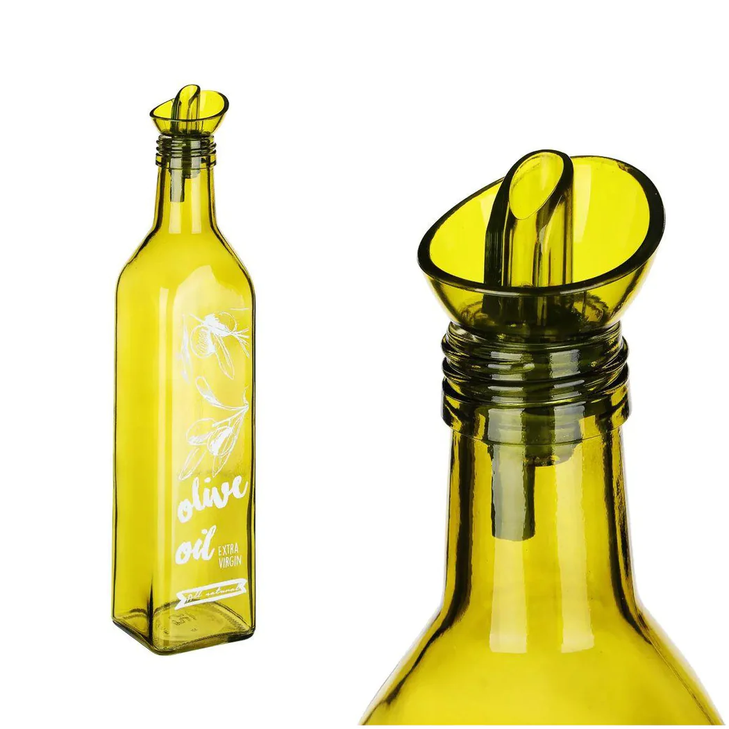 Olive Green Decorated Oil Bottle SQ 250 ml - lunazchef.shop