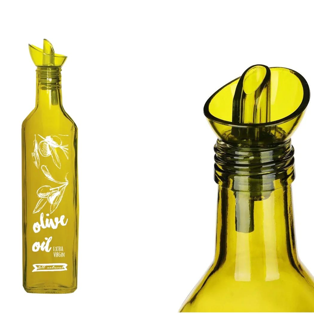 Olive Green Decorated Oil Bottle SQ 500 ml - lunazchef.shop