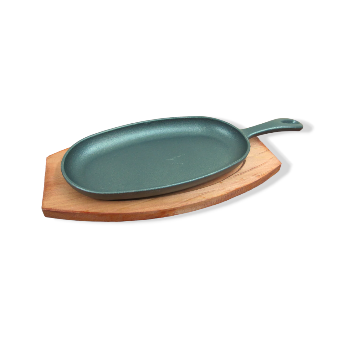 Oval Cast Iron Sizzling with wooden handle - lunazchef.shop