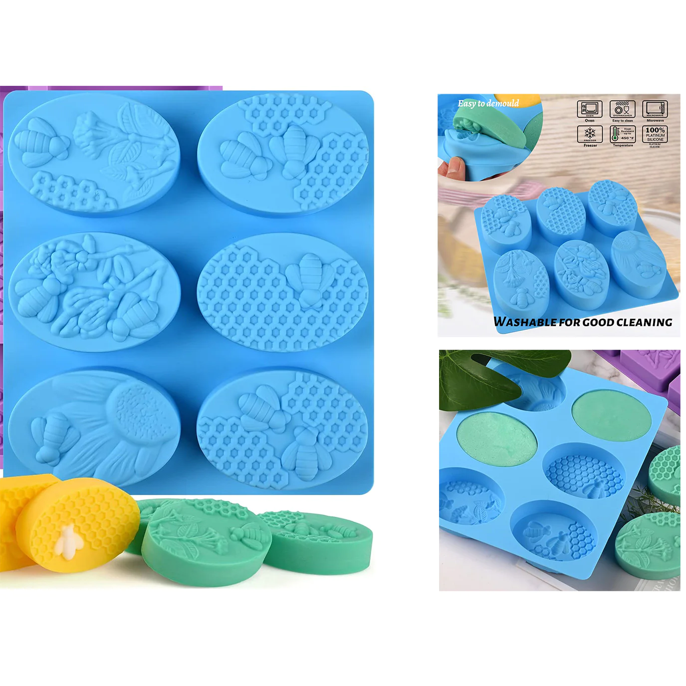 Oval Honey Bee Shape Silicone Mold for Soap - Lunaz shop