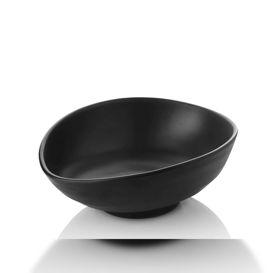 Oval Melamine Salad Bowl in Mat Black 26 cm - lunazchef.shop