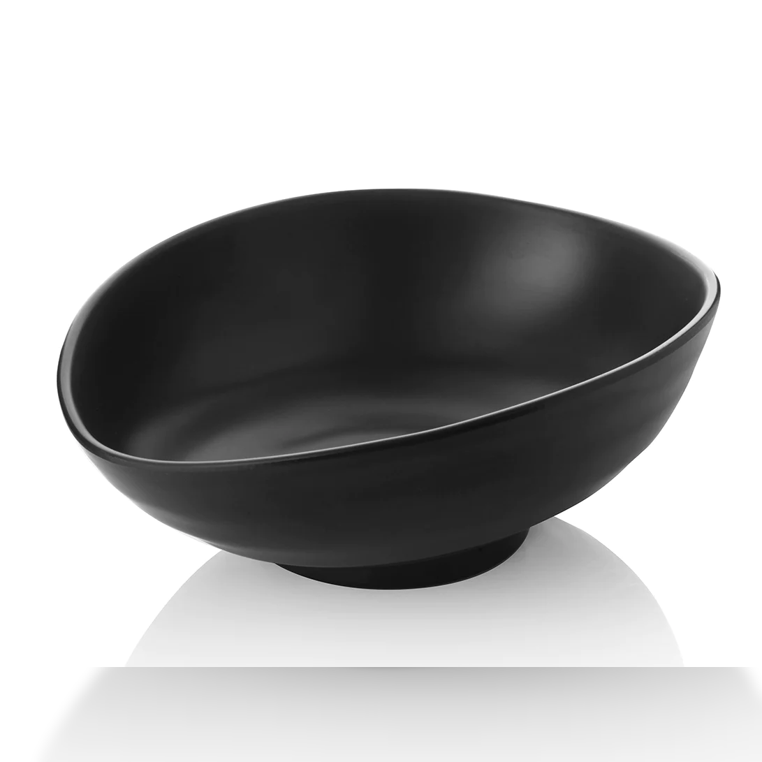 Oval Melamine Salad Bowl in Mat Black 31 cm - lunazchef.shop