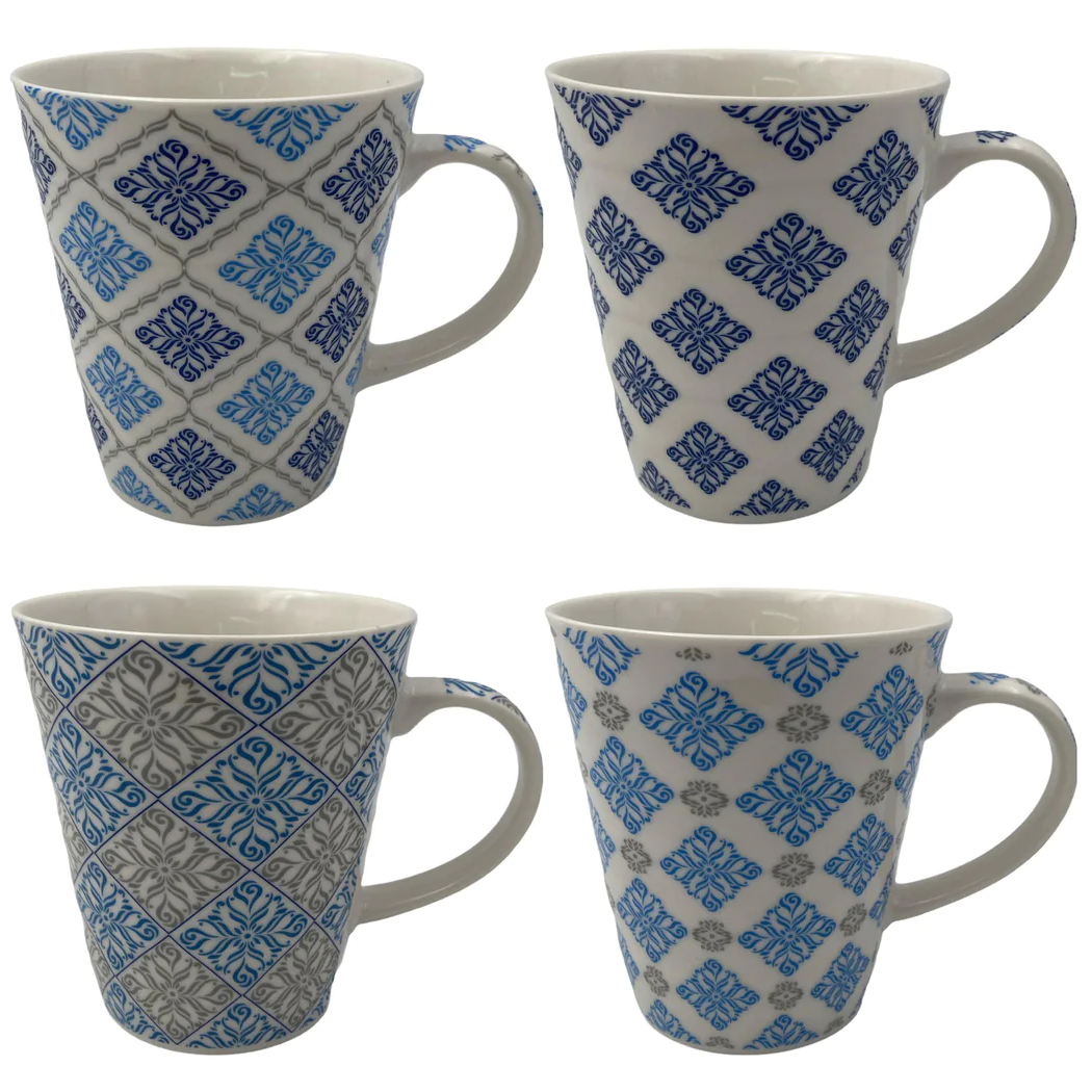 Porcelain Mug bleu patterns - lunazchef.shop