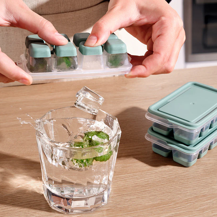 Push Out Mini Ice Cube Tray with Lid X2 - lunazchef.shop