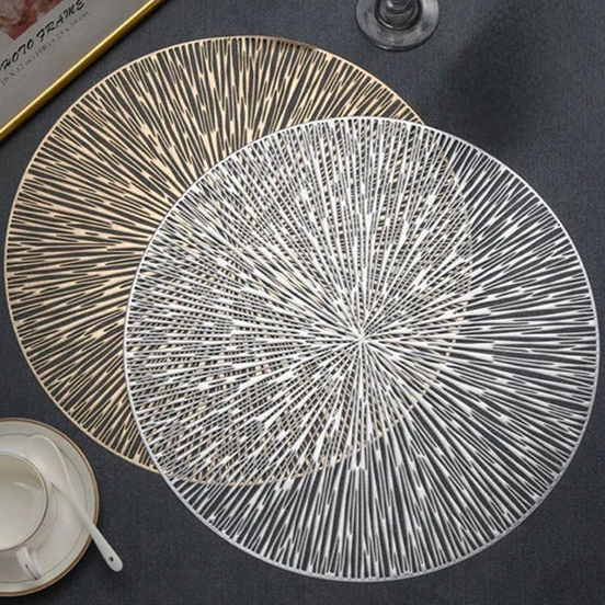 Round Golden or Silver Table Placemat 38 cm - lunazchef.shop