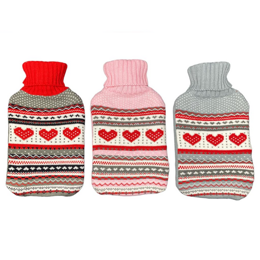 Rubber Heat Water Bag with Wool Shirt Hearts Designs - lunazchef.shop