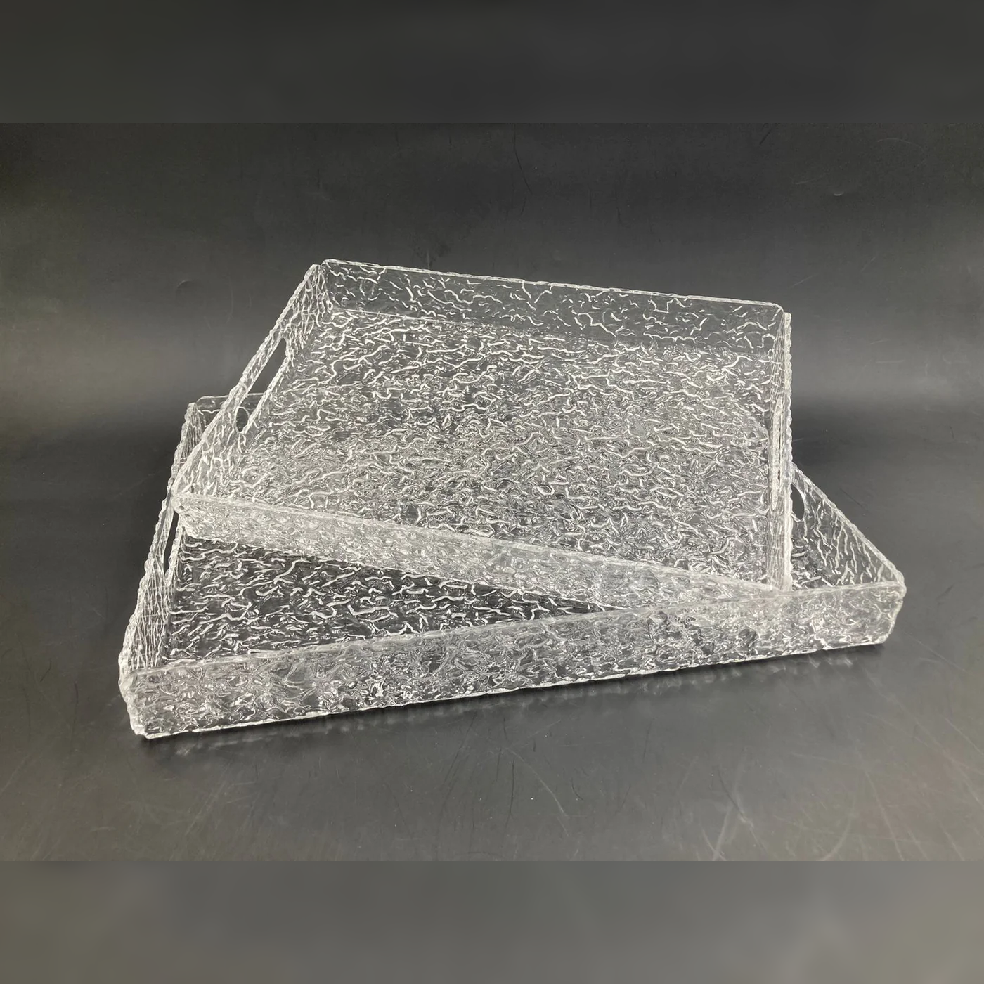 Set of 2 Acrylic Serving Trays w Texture Design - lunazchef.shop