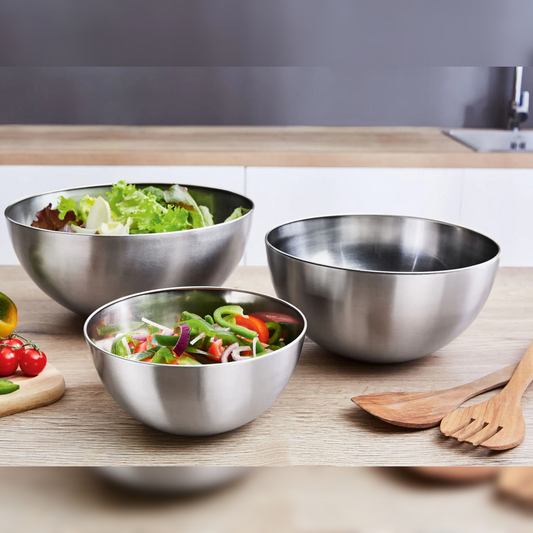 Set of 3 stainless steel salad bowls - lunazchef.shop