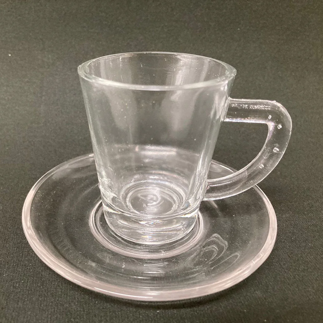 Set of 6 Glass Coffee Cups and Saucers - lunazchef.shop