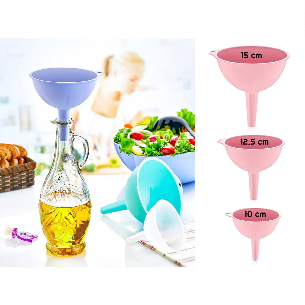 Set of three high quality plastic funnels - lunazchef.shop