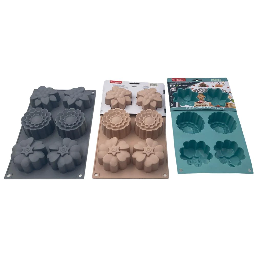 Silicone 6 pcs Multi Flowers Mold 27.5x17x4cm - lunazchef.shop