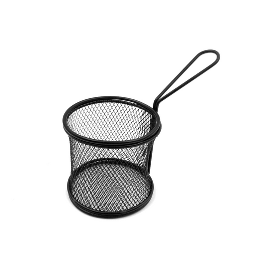 Small Black Round French Fry Serving Basket 8 cm - lunazchef.shop