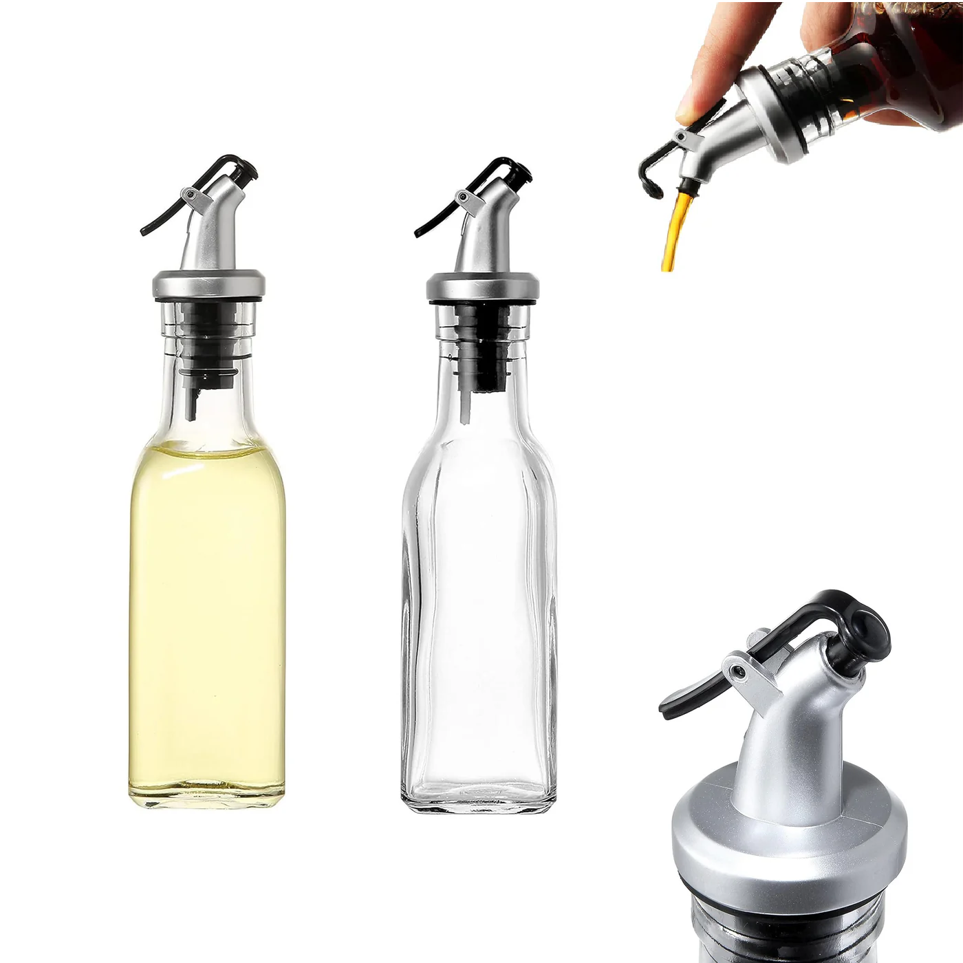 Small Glass Oil Bottle 150 ml with Easy Pourer - lunazchef.shop