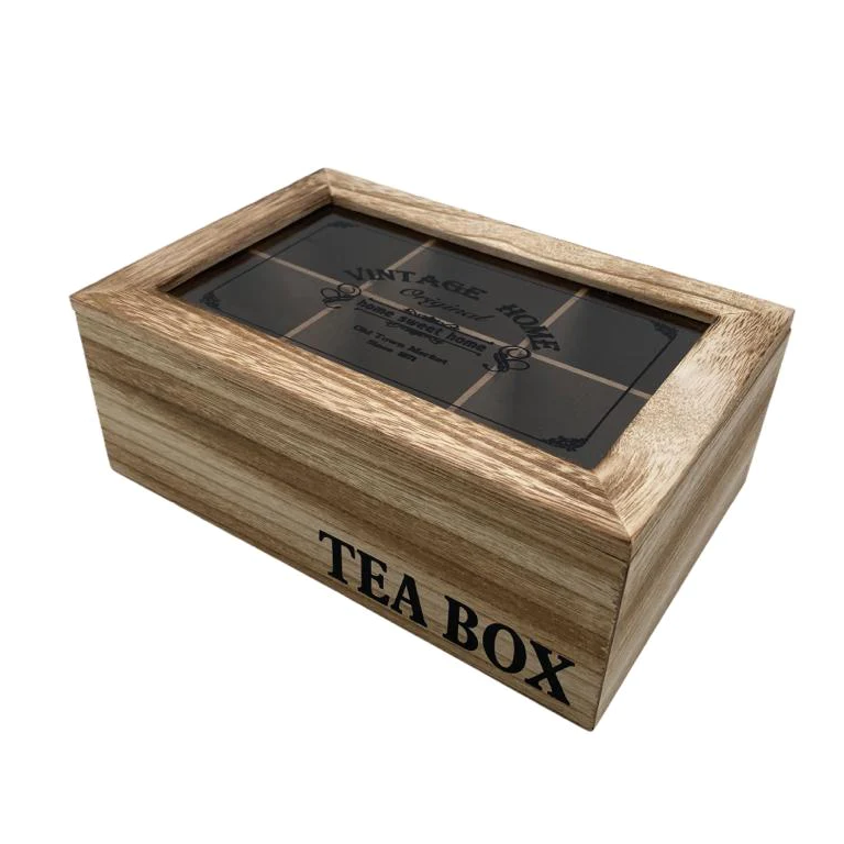 Small Wooden "Vintage Home" Tea Box - lunazchef.shop