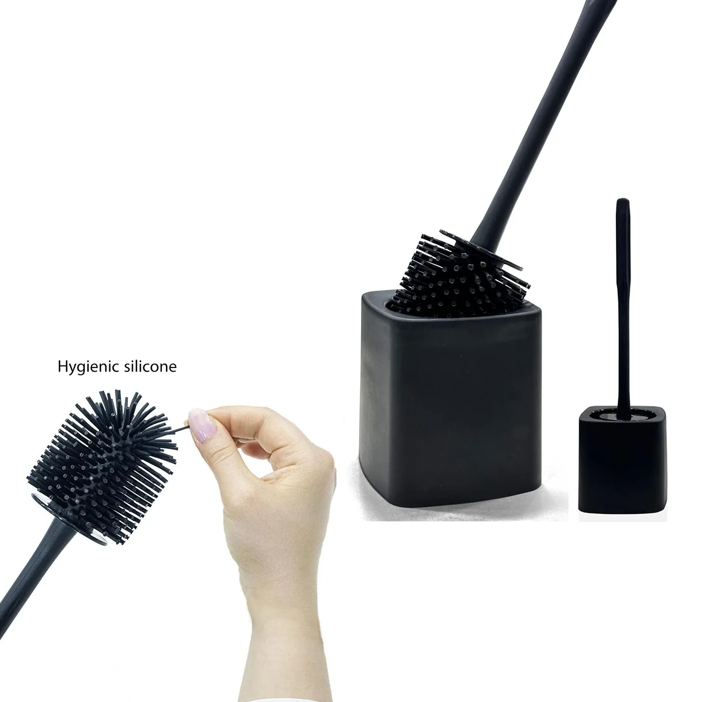 Square Silicone Toilet Brush with Stand - lunazchef.shop