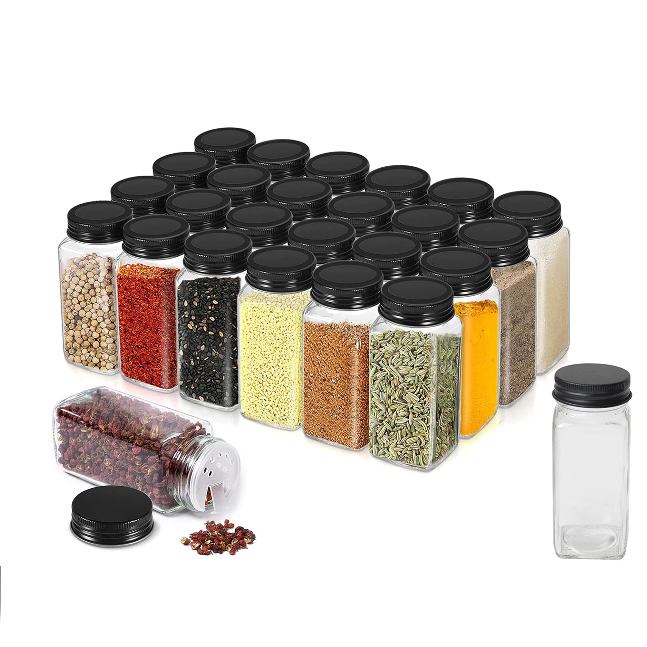 Squared Spice Bottle with Mat Black Metal Cap 120 ml - lunazchef.shop